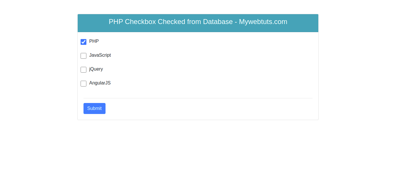PHP Checkbox Checked from Database Example   MyWebtuts.com