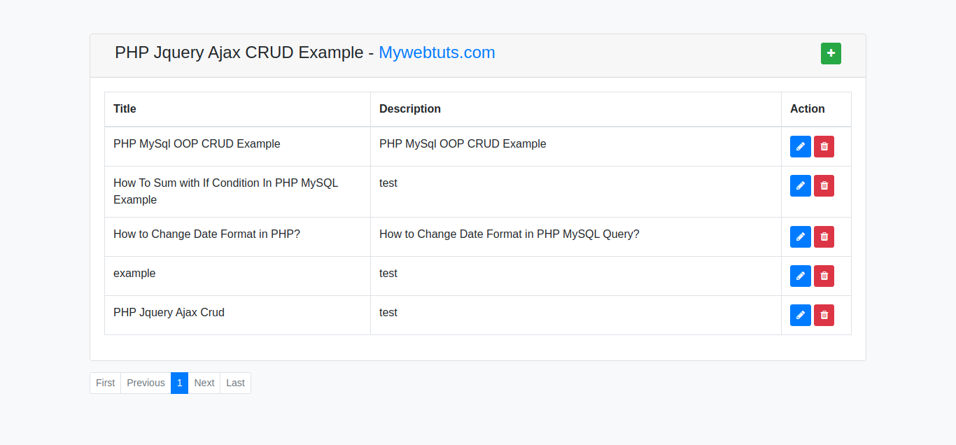 PHP Jquery Ajax CRUD Example Tutorial   MyWebtuts.com